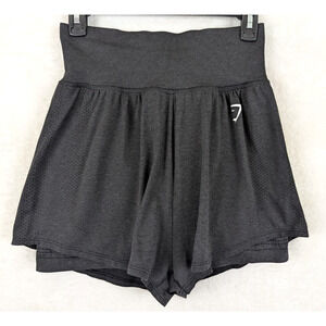 Gymshark sz M Vital Seamless Shorts 2.0 2 in 1 black stretchy women 1118